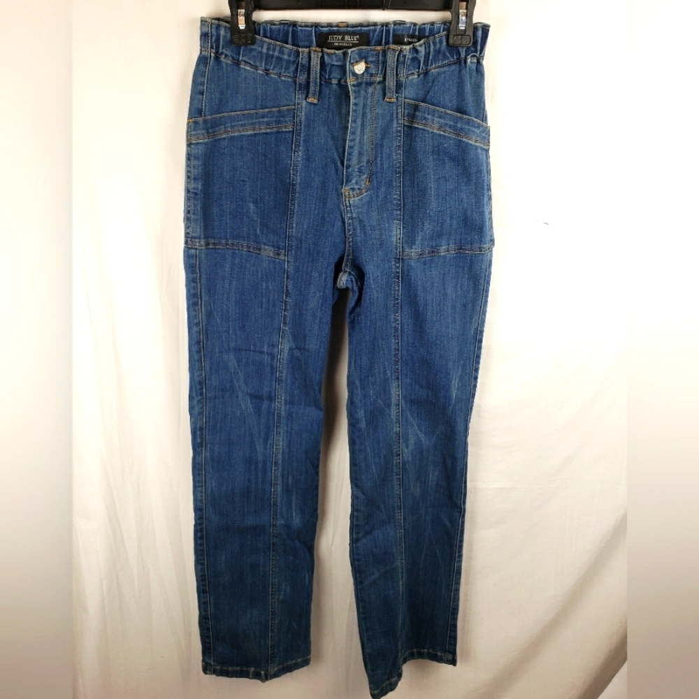 Judy Blue Elastic High Waist Vintage Medium Washed Straight Leg Jeans Sz 5/27